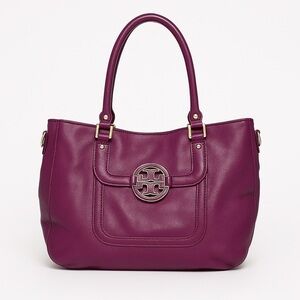 ✨Tory Burch Amanda Leather Tote Bag – Rare Purple – Large Shoulder Tote✨